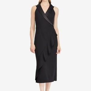 RALPH LAUREN Black V Neck Sleeveless Midi dress